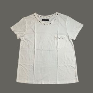NWOT Generation Love Short Sleeve Embellished Tee in White